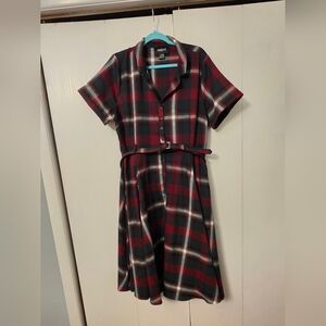 Plaid Button-Up Dress